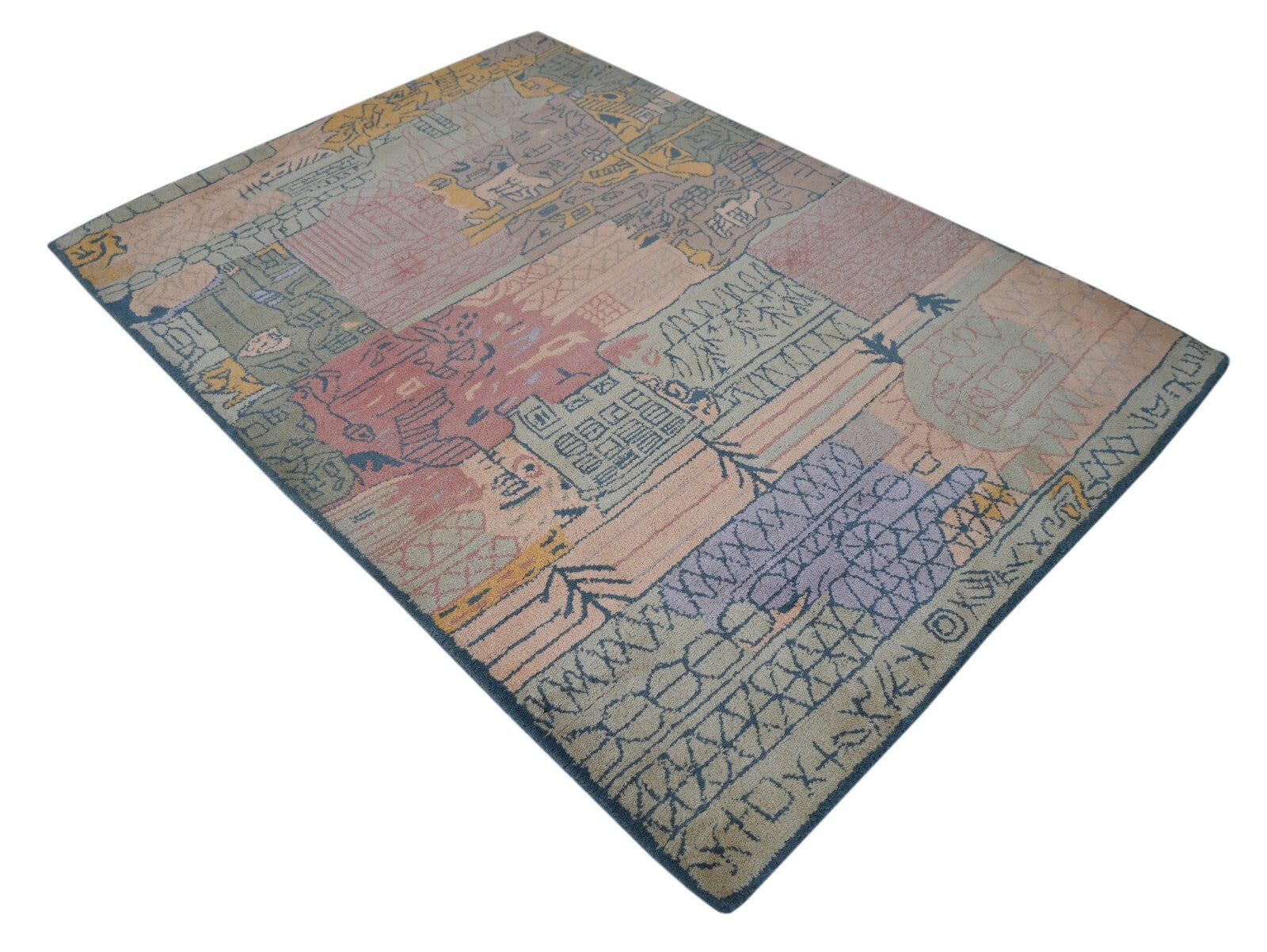 Handgetufteter Wolle teppich 120x180 Multi-Pfirsich Modern Wohnzimmer SH251