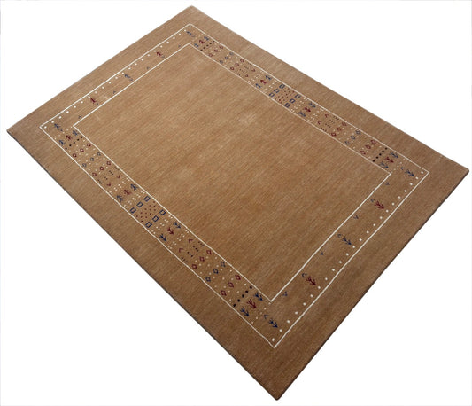 Gabbeh Teppich 140x200 cm Handgewebt 100% Wolle Peach Caramel Orient Modern ac1