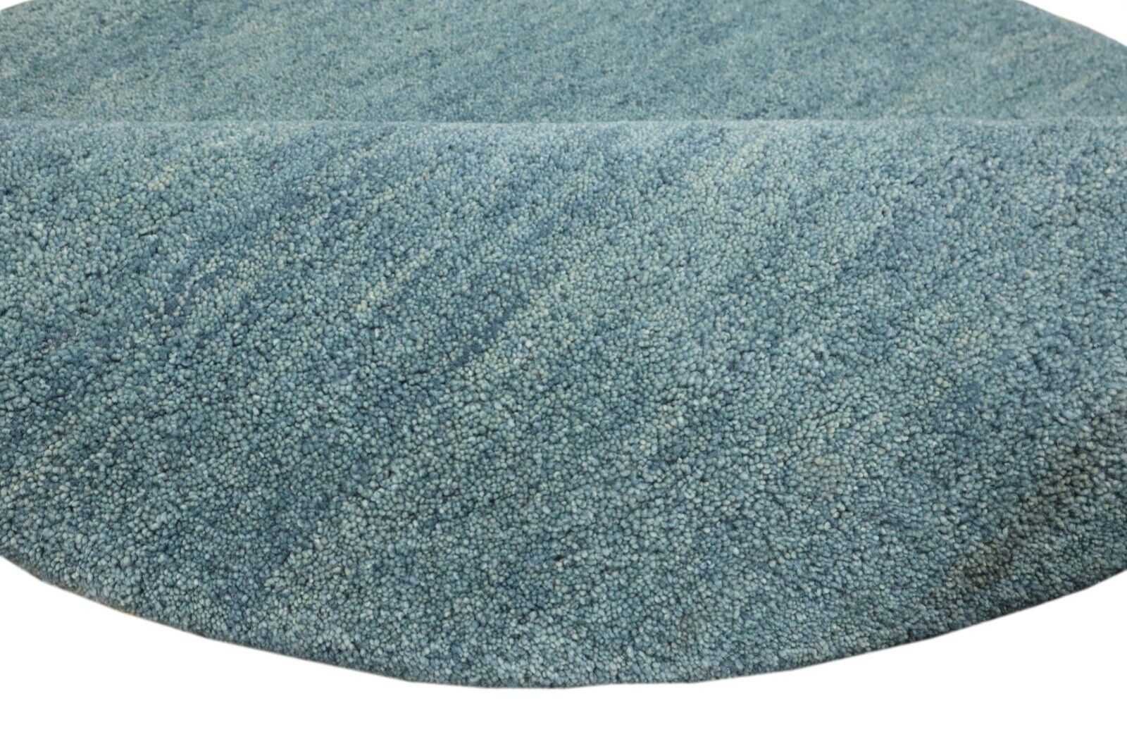 Rund Hell Blau Teppich 100% Wolle 150X150 cm Handarbeit Handgetuftet T952