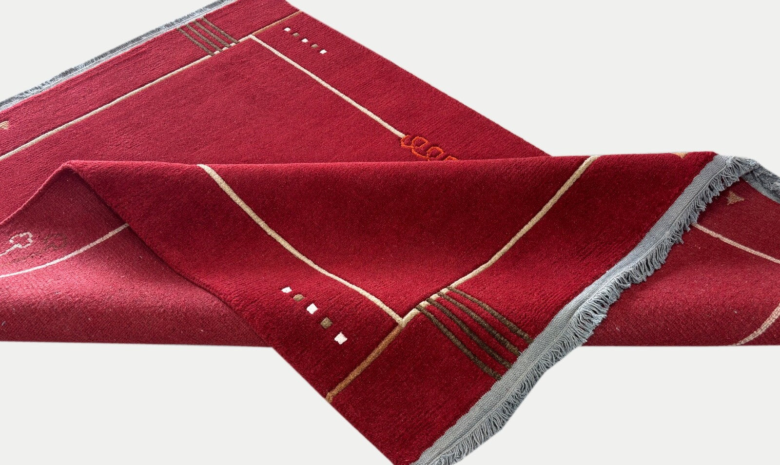 Rot Teppich Indo Nepál Handgeknüpft 100% Wolle 160X230 cm Orientteppich R19 