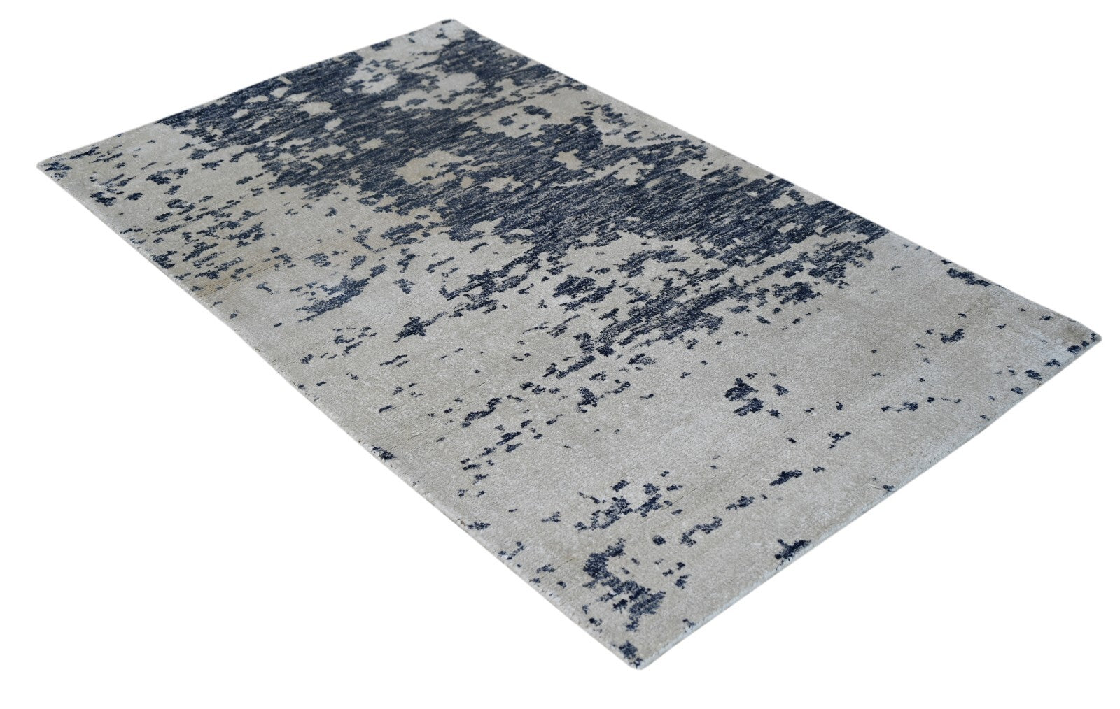 Modernes Handgeknüpfter Bambus 90x150 Vintage Silber Wohnzimmer Teppich SH145