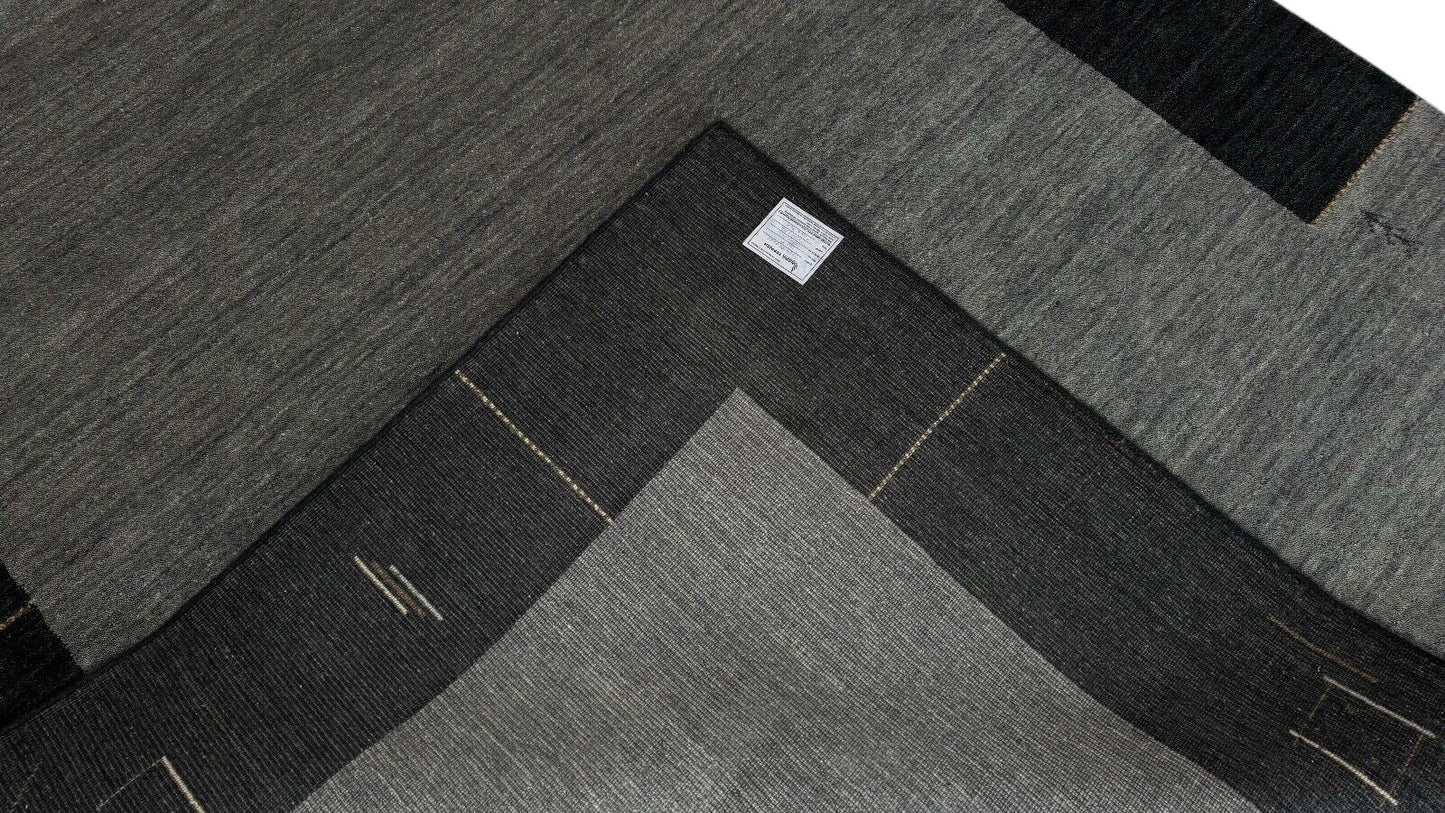 Teppich 100% Wolle 200x300 cm Grünlich Grauer Handgewebt Orient Gabbeh WR111