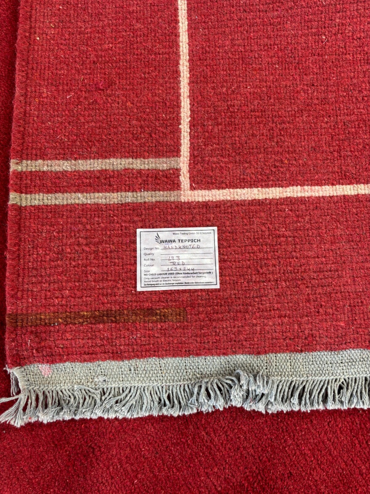 Rot Teppich Indo Nepál Handgeknüpft 100% Wolle 160X230 cm Orientteppich R19B 