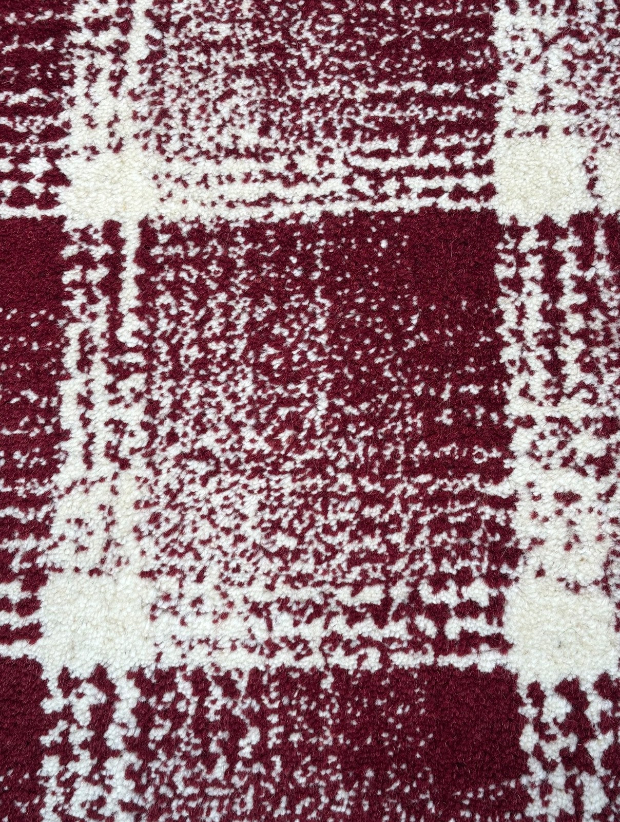 Ručně všívaný vlněný koberec 60x90cm Červenobílý Moderní Geometrický Vzor R100