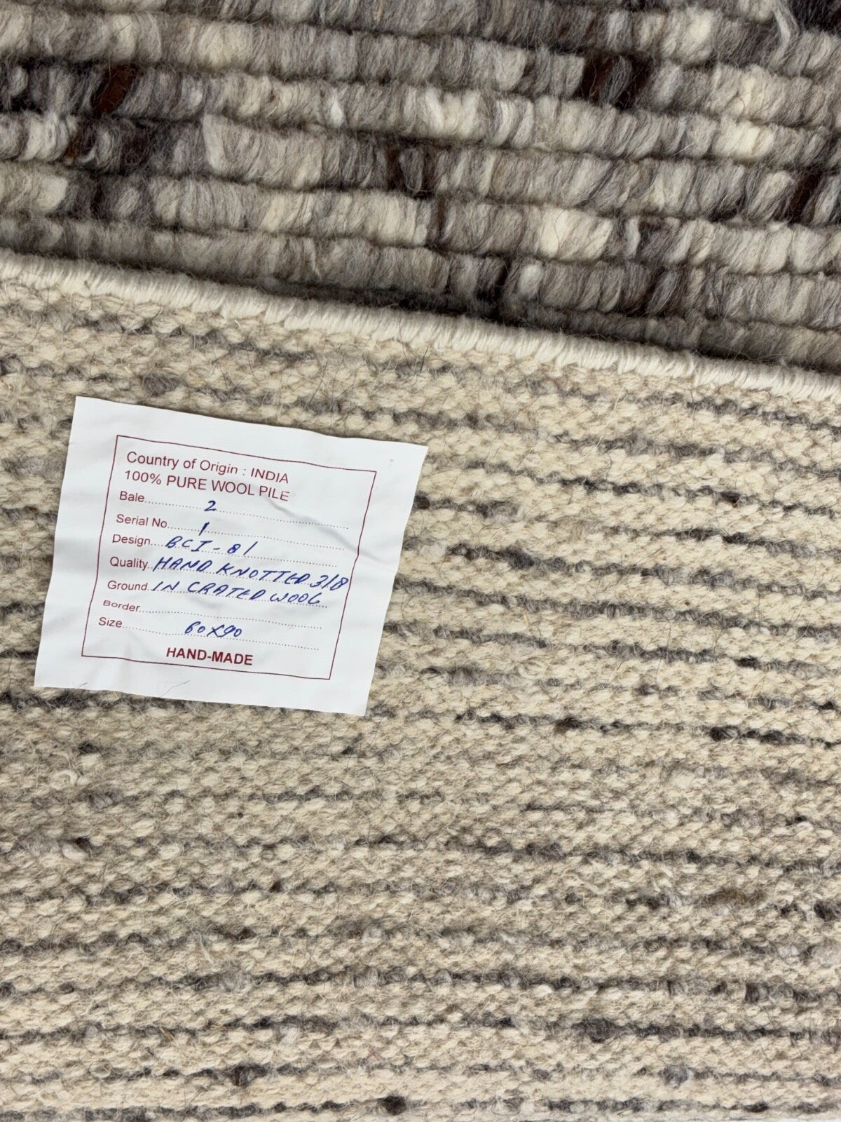 Kézzel csomózott gyapjúszőnyeg 60x90cm 100% gyapjú Modern design Többszörös szürke BCI81