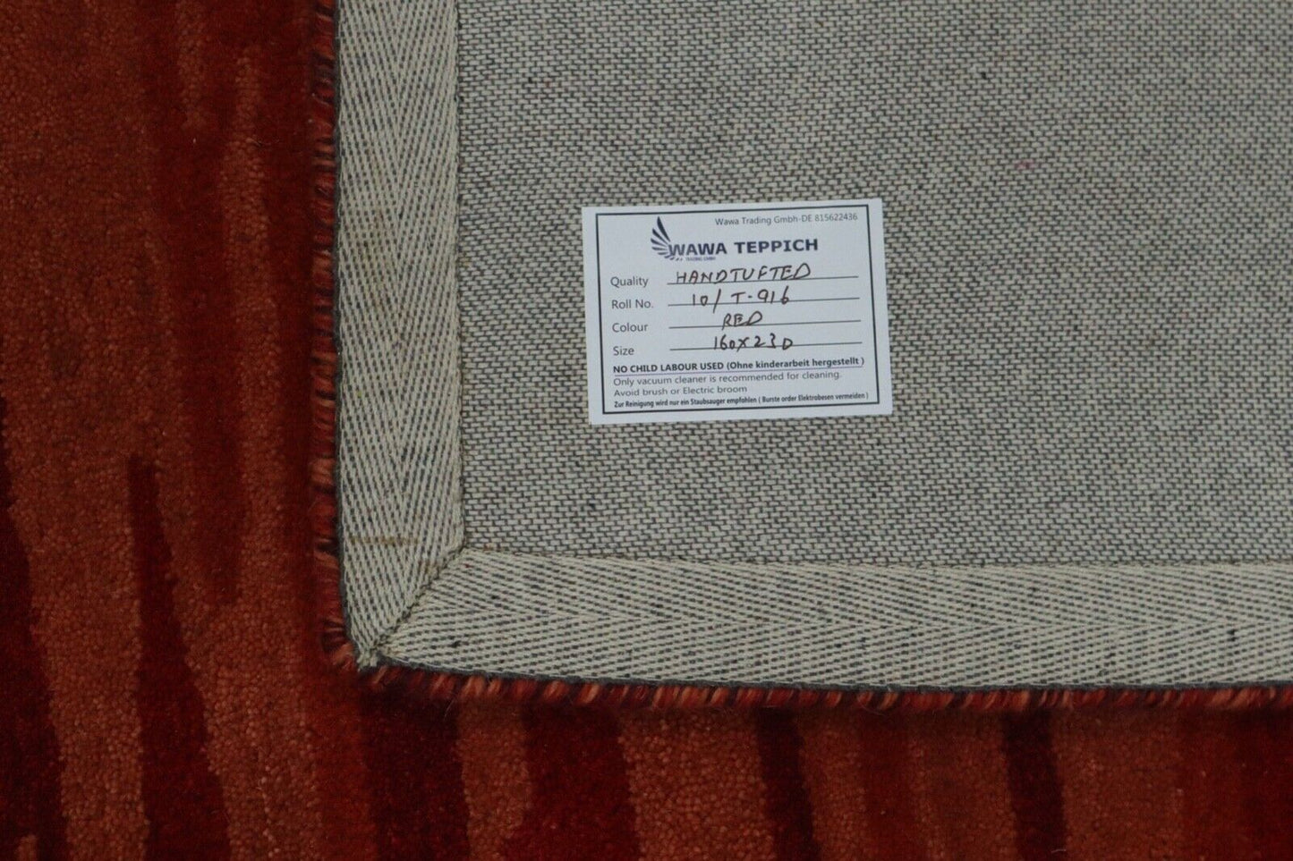 Terrakotta Teppich 100% Wolle Orange 160X230 cm Handarbeit Handgetuftet T916