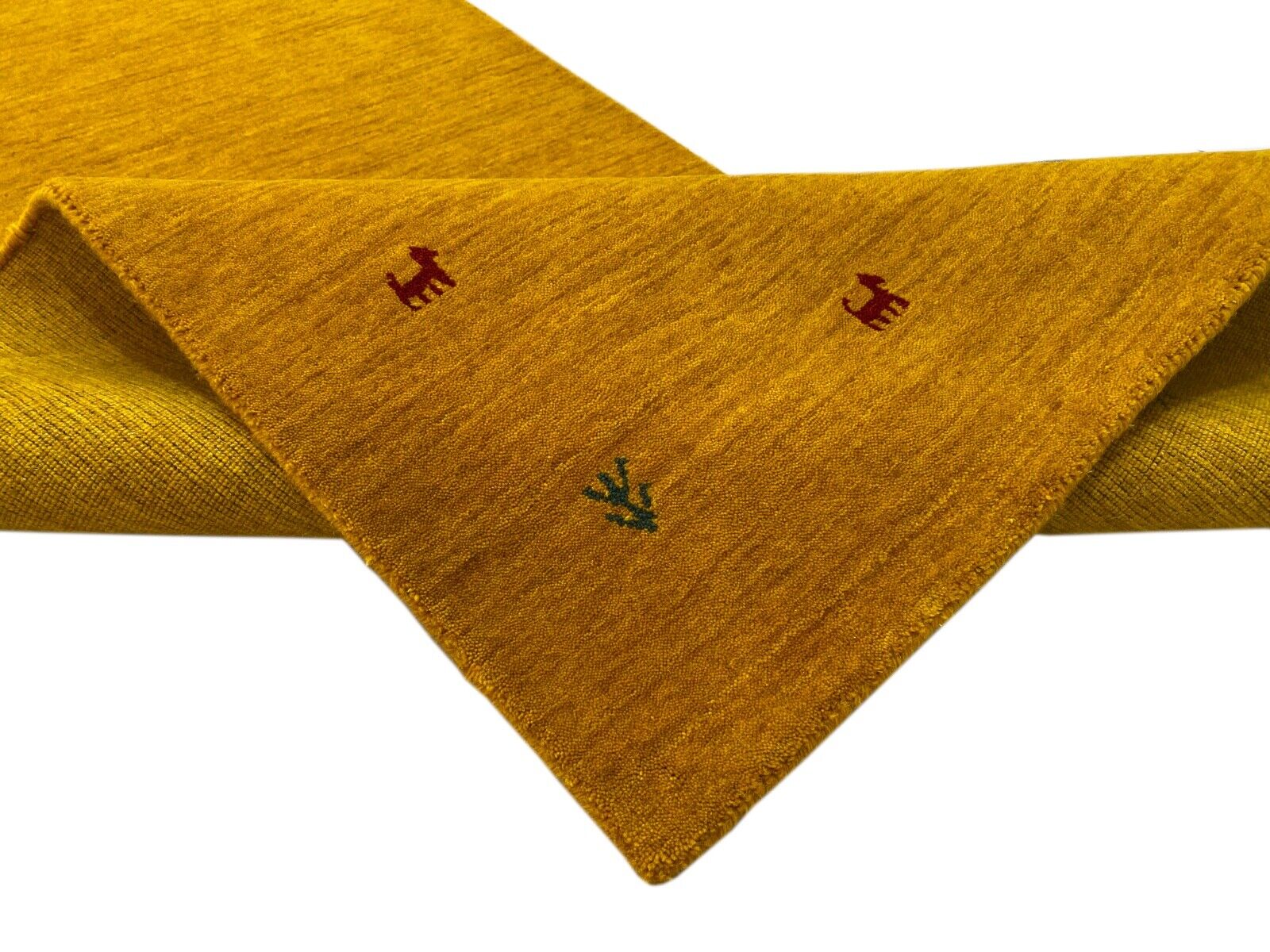 Gold Gabbeh Teppich 100% Wolle Orientteppich Handgewebt  Loom Brücke G625T3