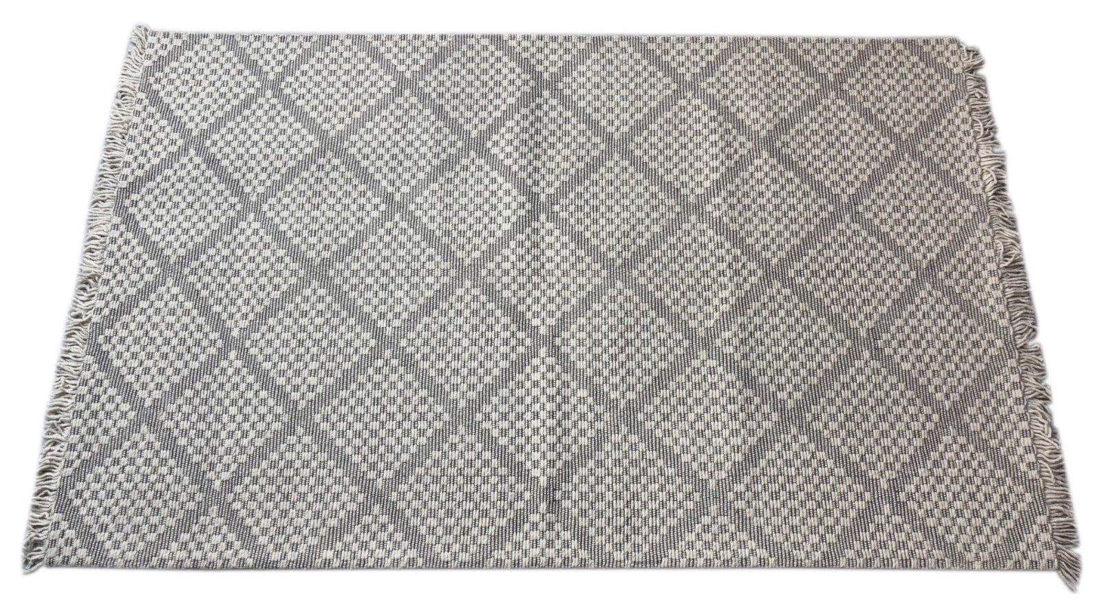 Handgefertigte Kilim Dhurry Teppich 160x240 cm Beige Grau 100% Wolle St67