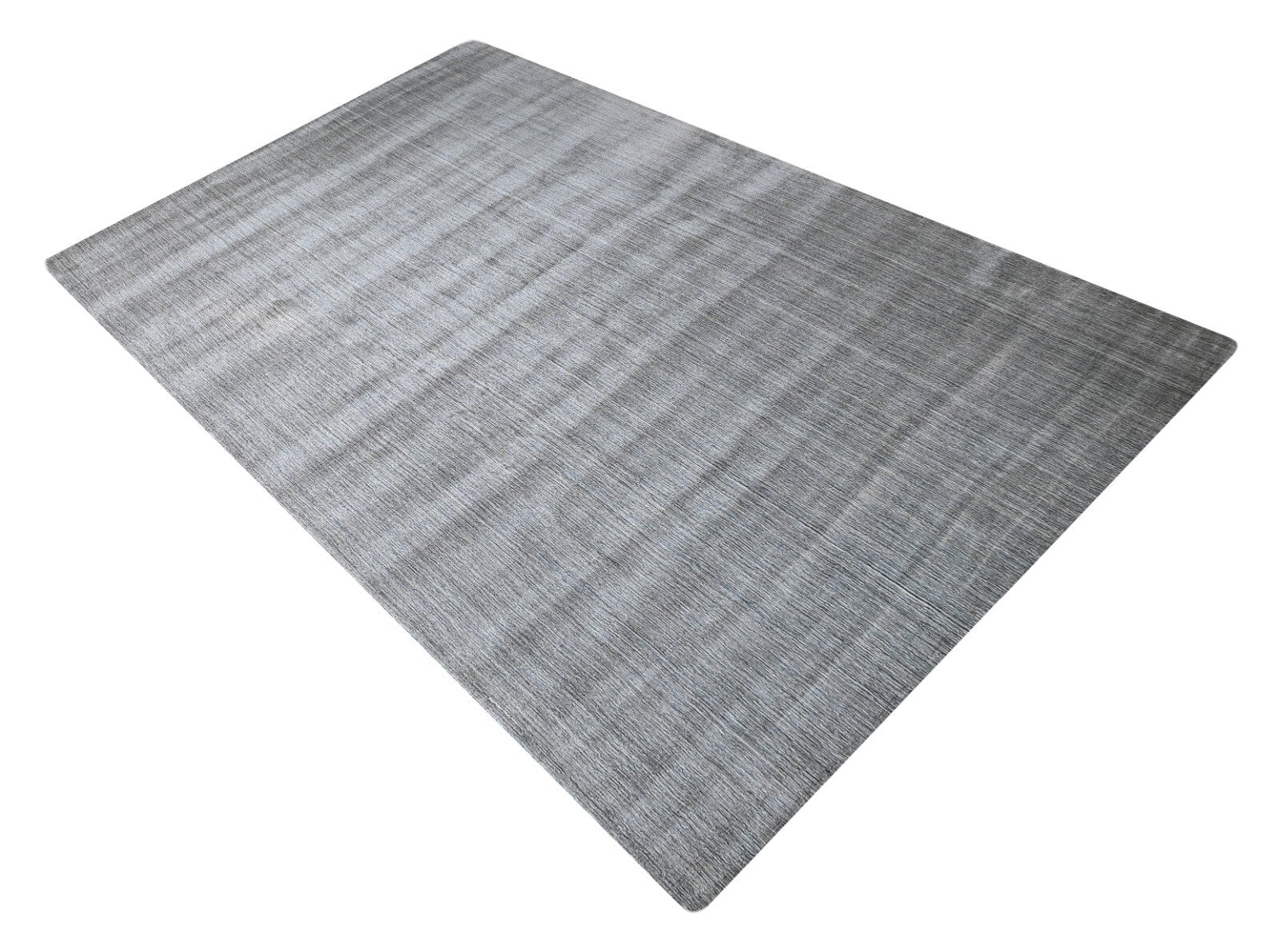 Handgewebter Teppich 300x400 Silber Glanzoptik Leinen Flach Wohnzimmer SH222