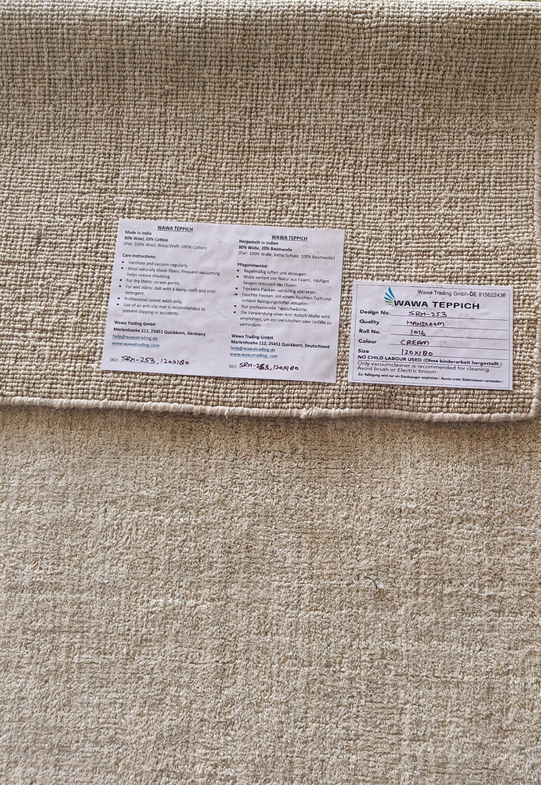 Ručně tkaný koberec 120x180 krémový lesklý lněný vzhled, plochý, do obývacího pokoje SH253