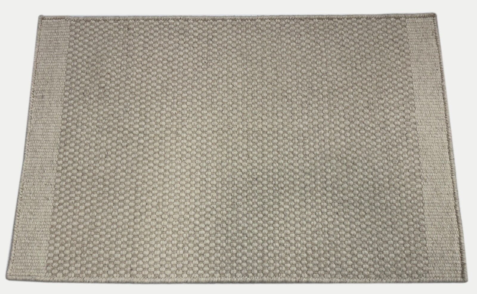 Kilim Dhurry Teppich 60x90cm Handgefertigt 100% Wolle Naturweiß D122