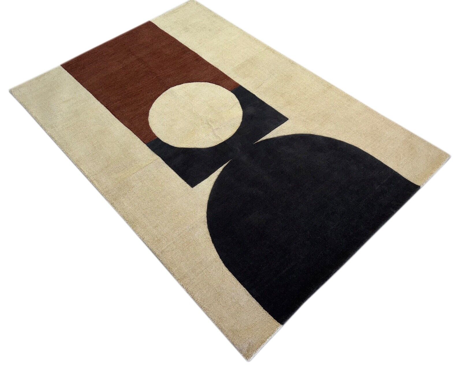 Teppich 100% Wolle Braun Beige 170X240 cm Wolle Handgetuftet HT2492