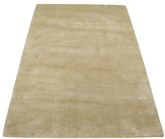 Beige Teppich 160X230 cm Handarbeit Wolle Viskose Handgetuftet T953