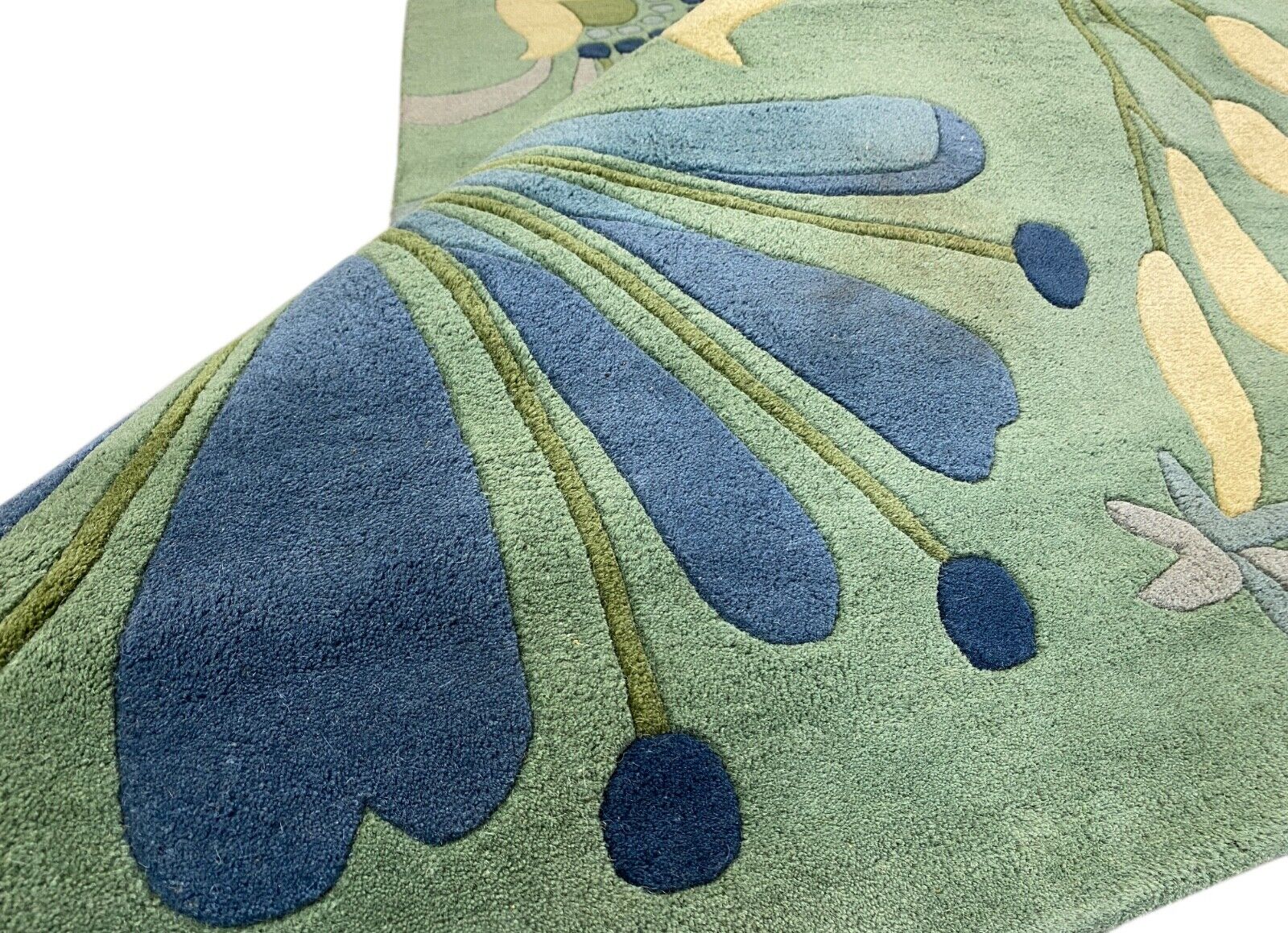 Mátově zelený koberec, ručně vyrobený orientální koberec s motivem listů, 100% vlna, 245x300 cm, MA135