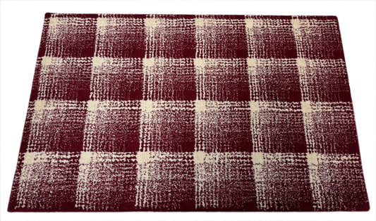 Handgetufteter Wollteppich 60x90cm Rot Weiß Modern Geometrisches Muster R100