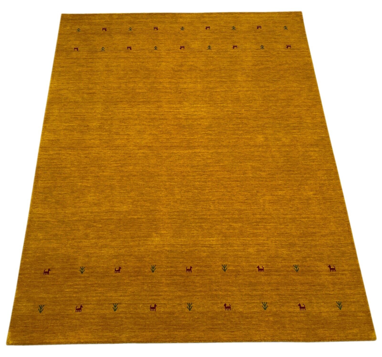 Gold Gabbeh Teppich 100% Wolle Orientteppich Handgewebt  Loom Brücke G625T3