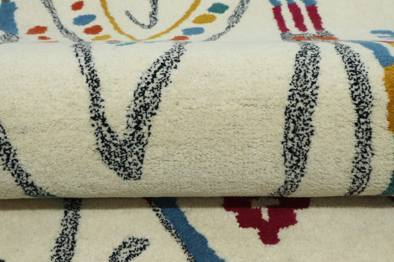 Wollteppich 120x180 Beige Bunt Berber Muster Marokko Stil Teppich Handgetuftet