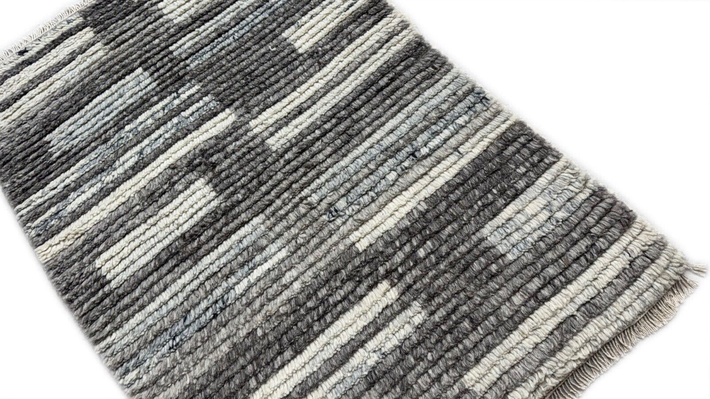 Handgeknüpfter Teppich 60x90 100% Wolle Grau, Beige , Weiß Modern DTK-255