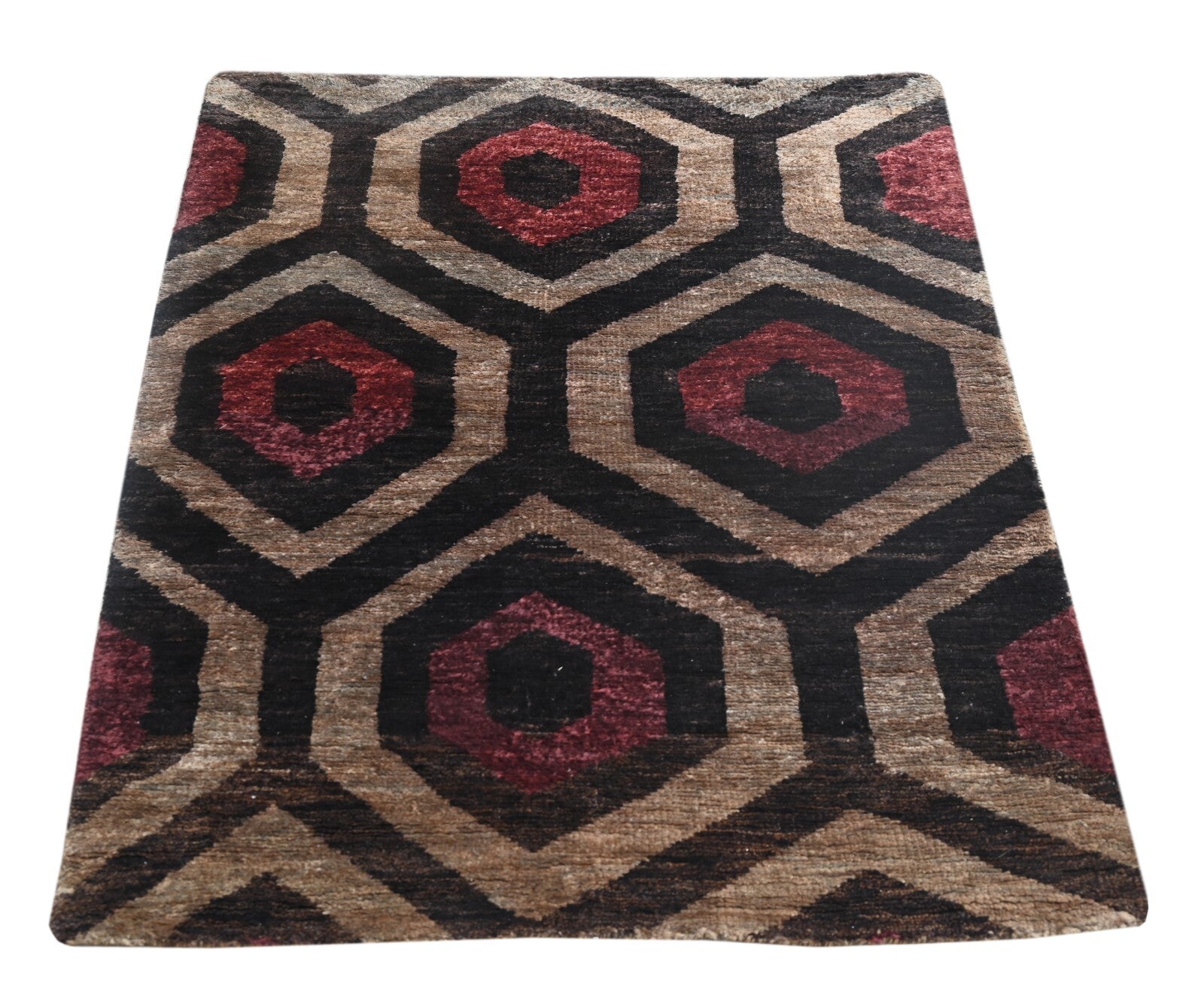 Modernes Handgeknüpfter Jute 120x180 Vintage multi Wohnzimmer Teppich SH183