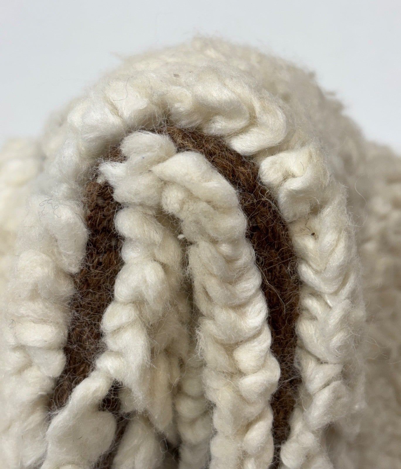 Handgefertigter Teppich 60x60 cm 100 % Wolle Weicher  Ivory & Braun D558