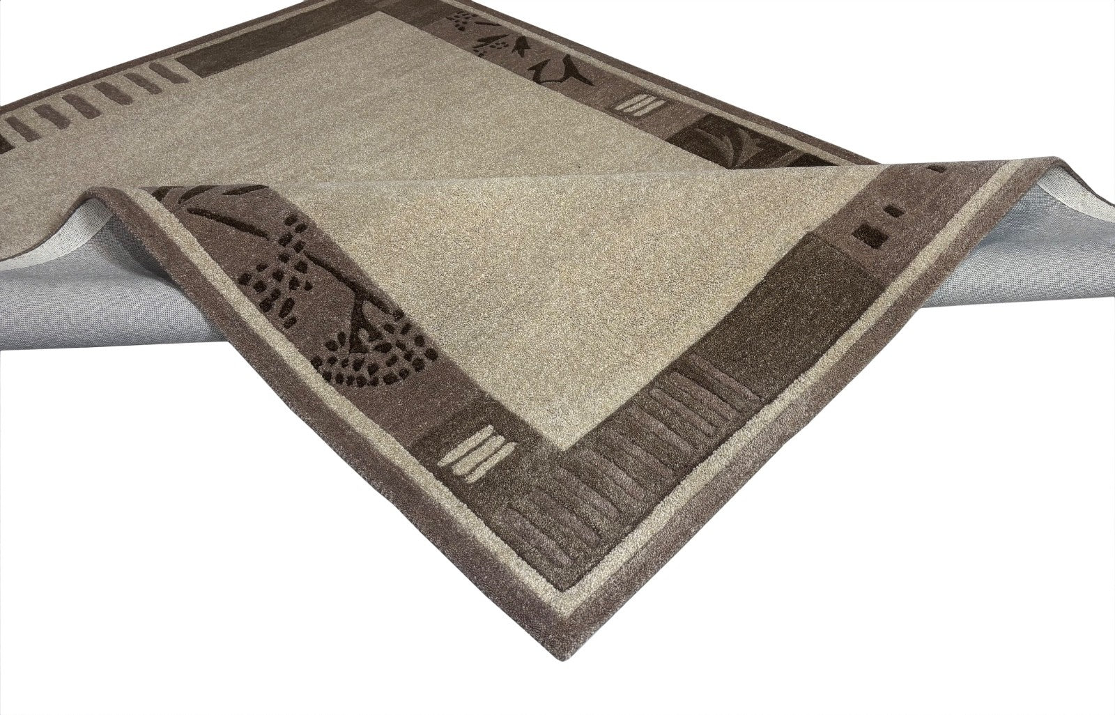 Beige Teppich Wolle Braun 160X230 cm Handarbeit Handgetuftet HT200