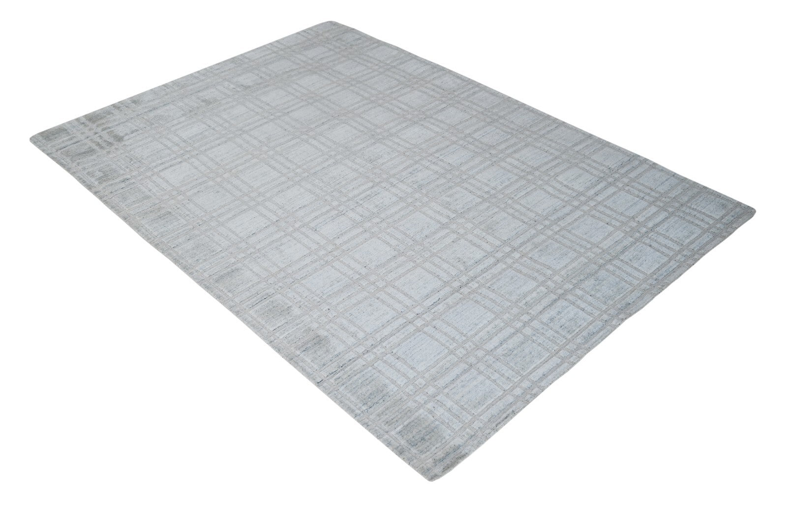 Handgewebter Teppich 170x240 Silber Glanzoptik Woll-Viskosem Wohnzimmer SH120