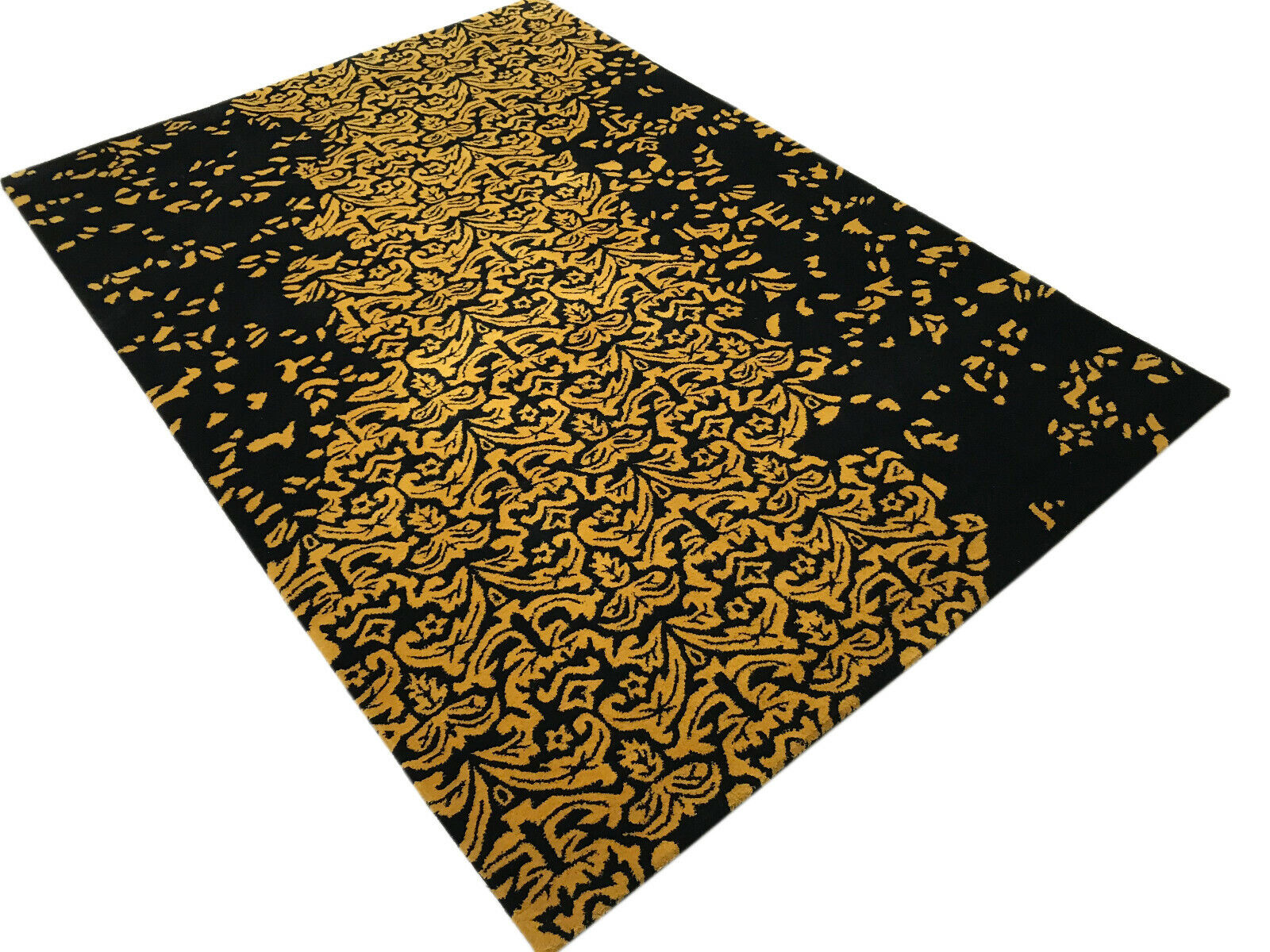 Designer Teppich 160X230 Handarbeit Gold Schwarz  Beige Blau Orient Debbich