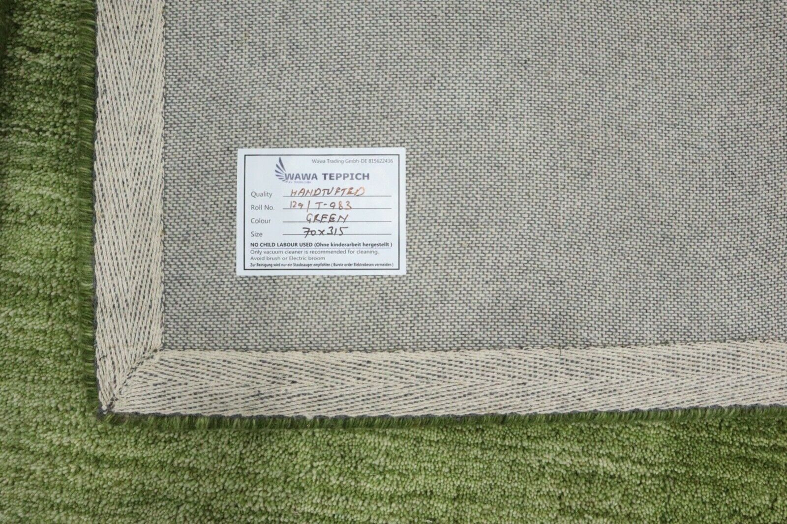 Koberec Green Bridge 100% vlna 70x315 cm Ručně vyrobený běhoun Ručně prošívaný T983