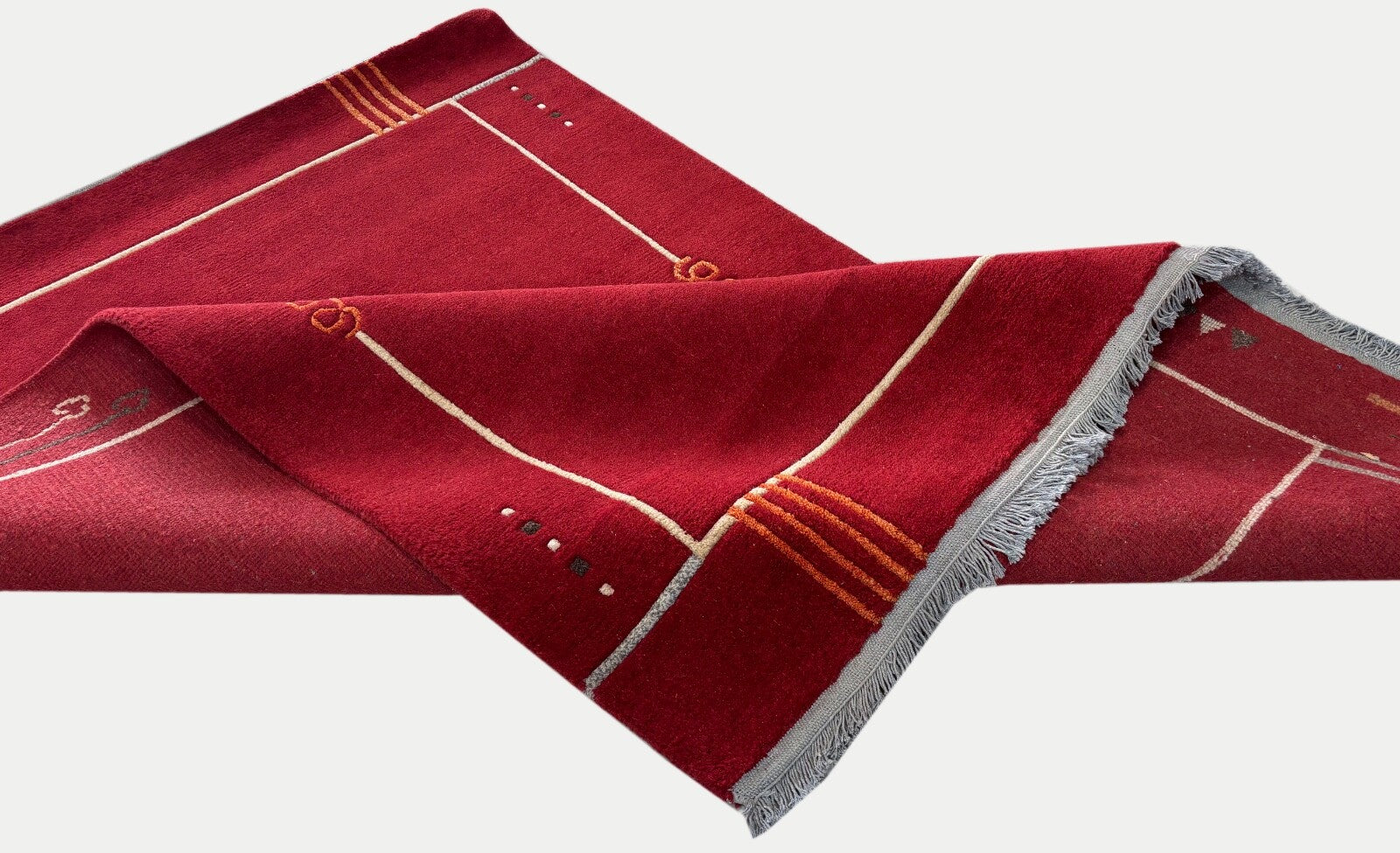 Rot Teppich Indo Nepal Handgeknüpft 100% Wolle 160X230 cm Orientteppich R55B