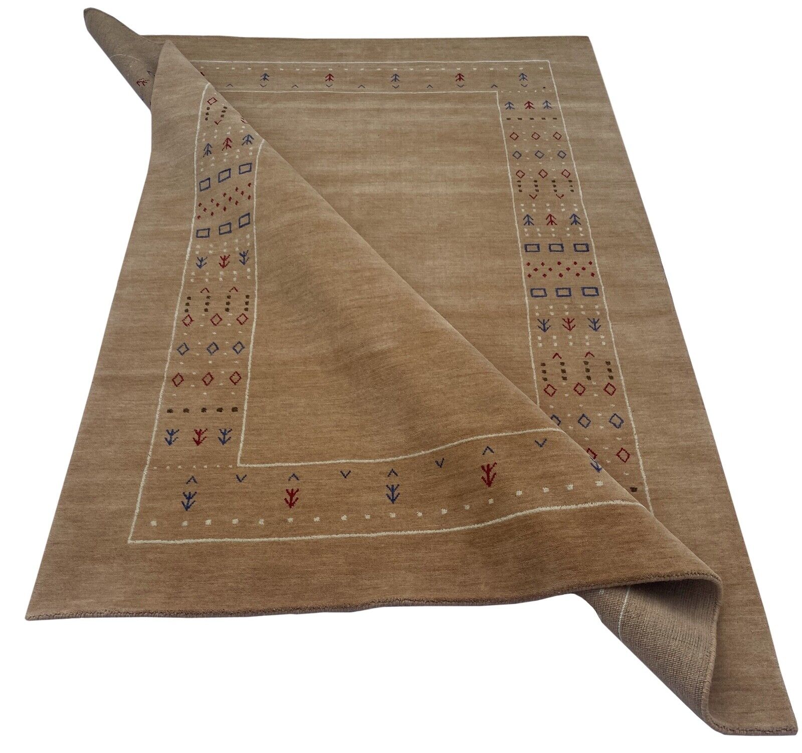 Pfirsich hell braun Teppich 100% Wolle 200x300 cm Handgewebt Orientteppich ac1