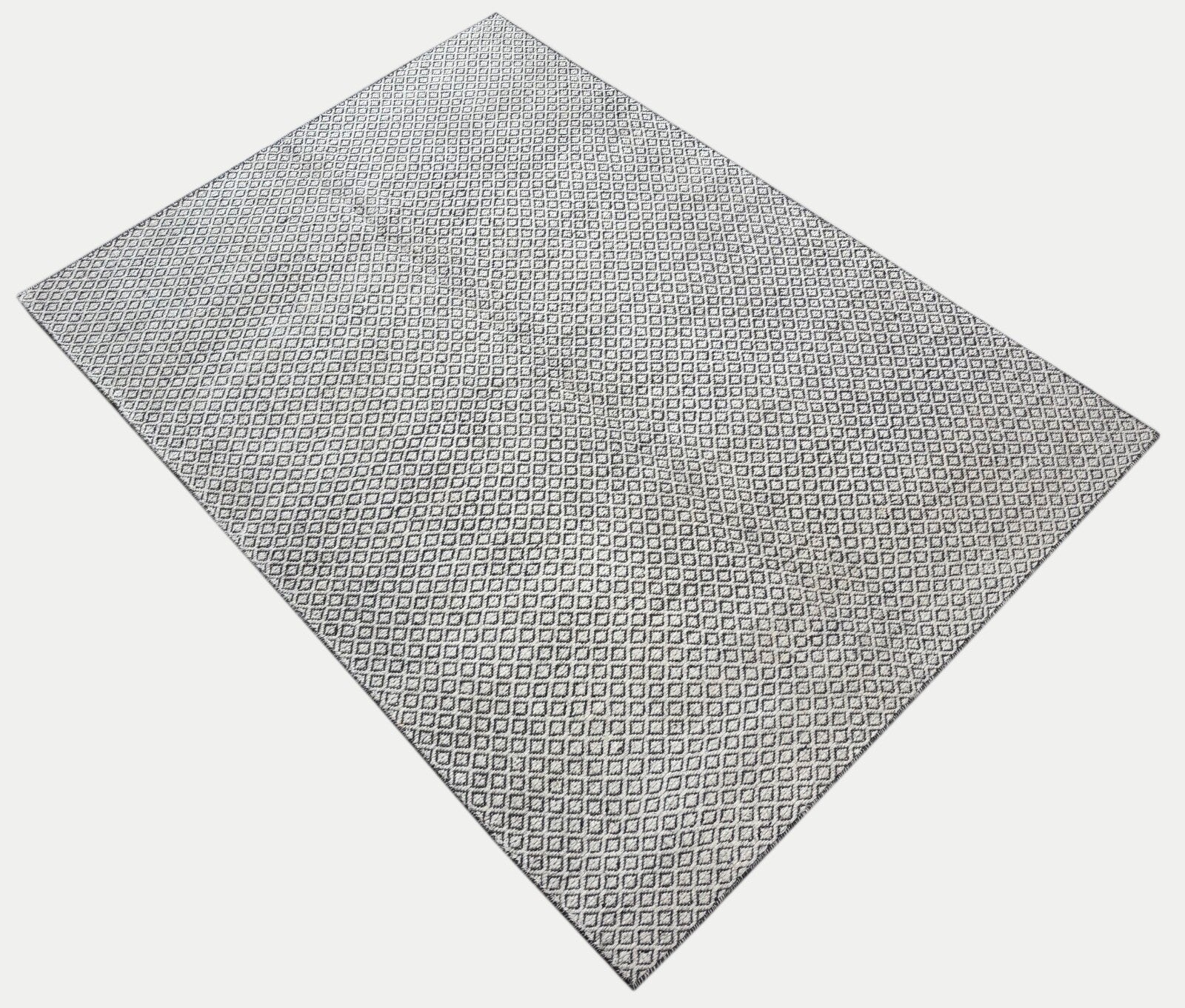 Flachgewebter Kilim Teppich 170x240cm 100% Wolle Beige Dunkelgrau ST14