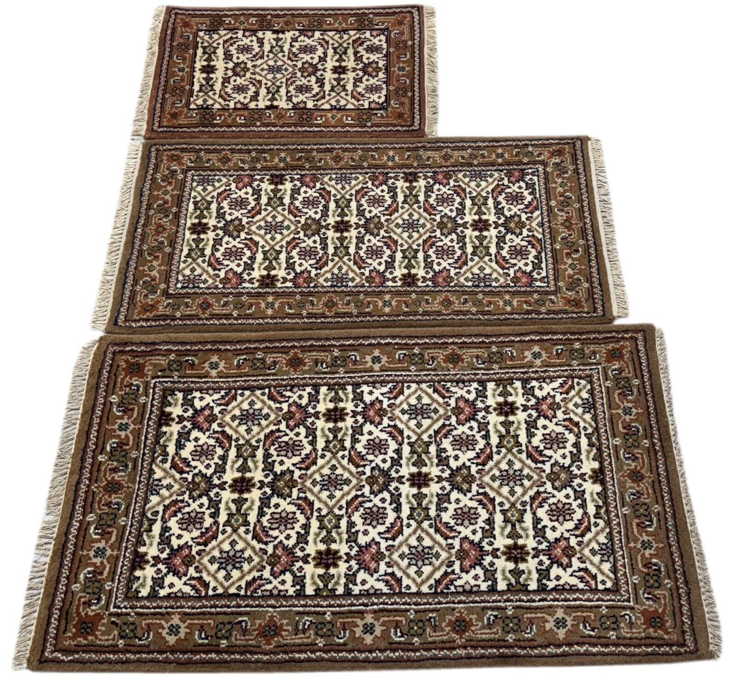 Herati Handgeknüpft Teppich 100% Wolle Orientteppich Beige Braun