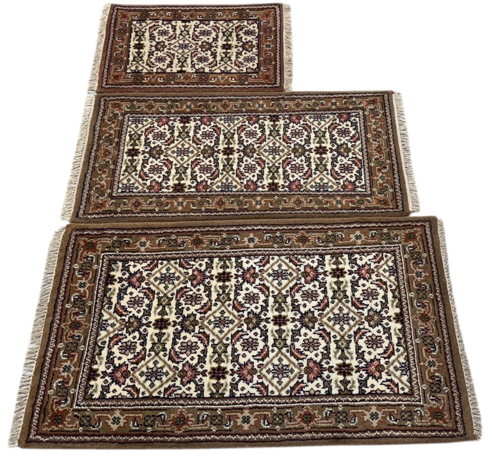 Herati Handgeknüpft Teppich 100% Wolle Orientteppich Beige Braun