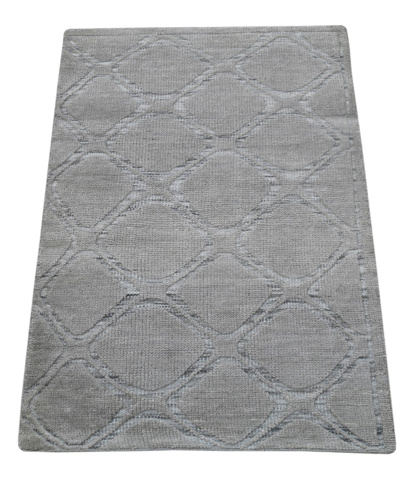 Modernes Handgeknüpfter Wolle 90x150 Vintage grau  Wohnzimmer Teppich SH184