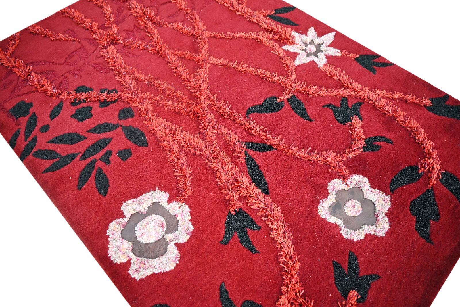 Handgetufteter Wolle teppich 120x180 Rot Modern Wohnzimmer SH239