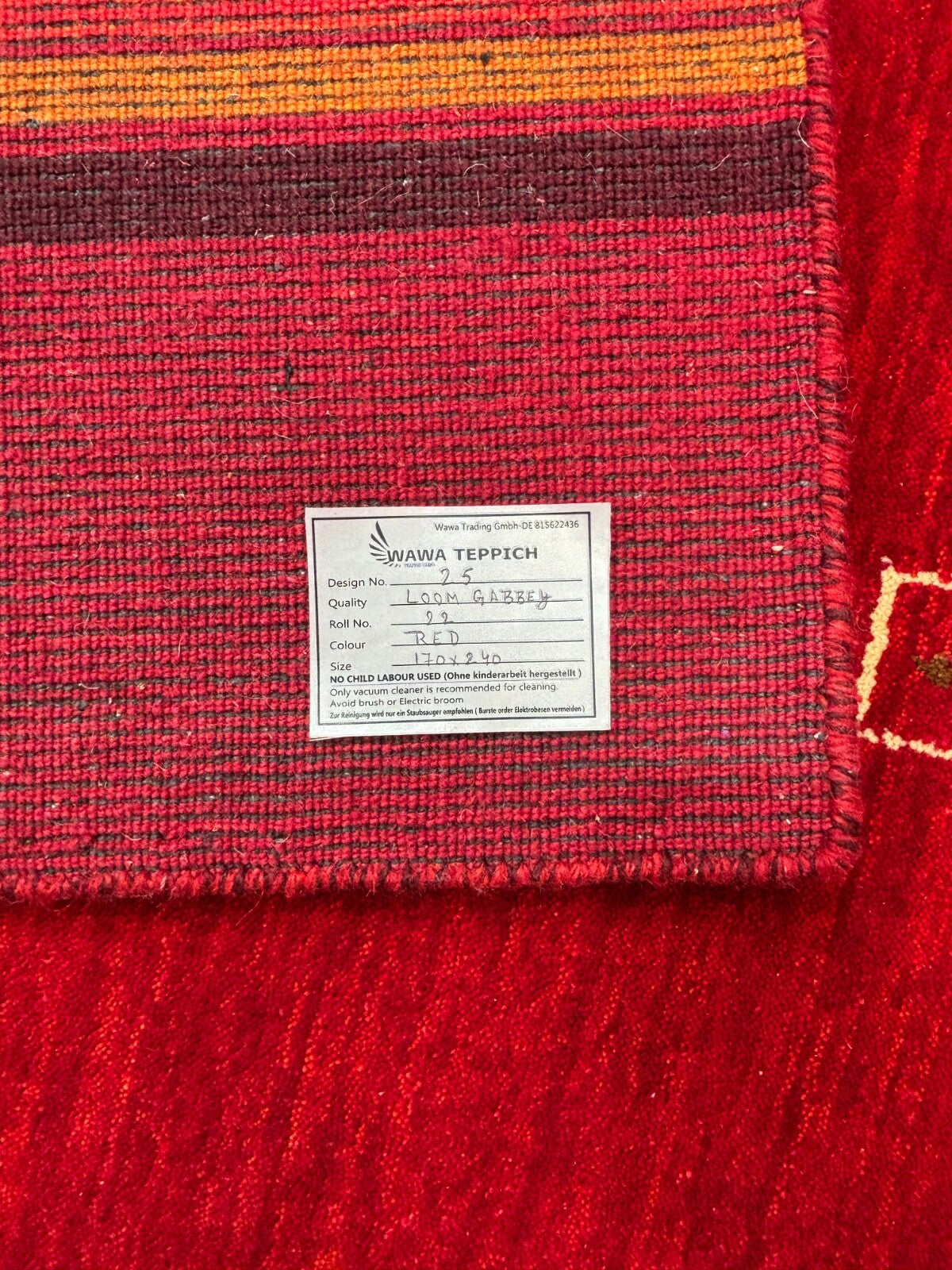 Wollteppich 170x240cm Handgewebt Modern 100% Wolle Rot Mehrfarbig Gabbeh ST22