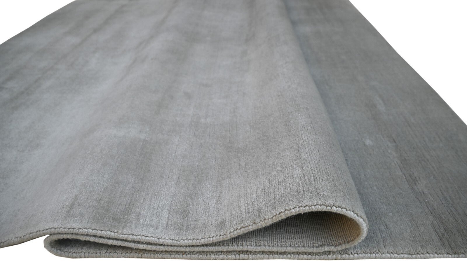 Handgewebter Teppich 150x240 grau Glanzoptik Wolle Flach Wohnzimmer SH112