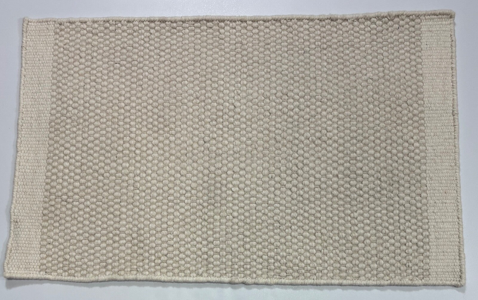 Kilim Dhurry Teppich 60x90cm Handgefertigt 100% Wolle Naturweiß D104