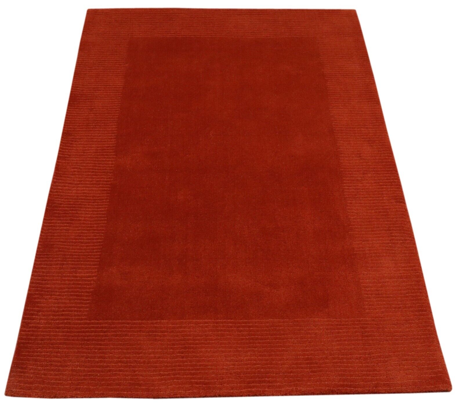 Teppich 100% Wolle 120X180 cm Handarbeit Rot Orange Handgetuftet T972