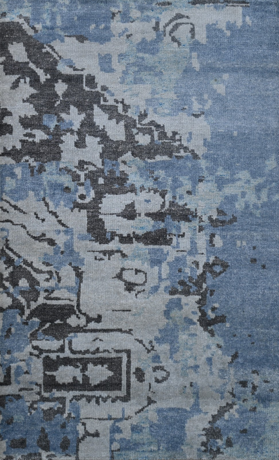 Modernes Handgeknüpfter Bambus 90x150 Vintage Blau Wohnzimmer Teppich SH154