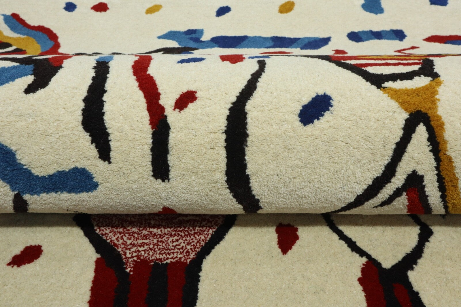 Wollteppich 120x180 Beige Bunt Ethno Marokko Teppich Handgetuftet Modern HT311