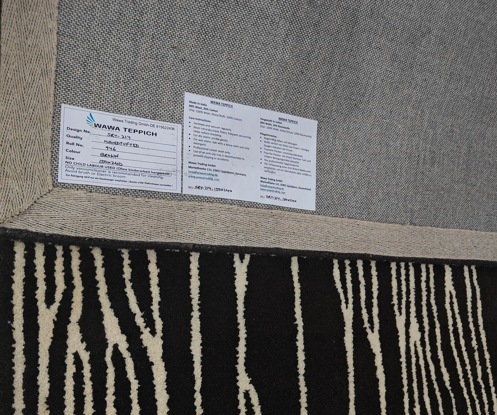 Handgetufteter Wolle Viskose teppich 150x240 braun  Modern Wohnzimmer SH214