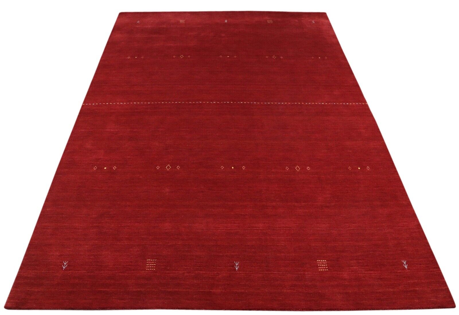 Rot Gabbeh Teppich 100% Wolle 200x300 cm Handgewebt Orientteppich Lr1052