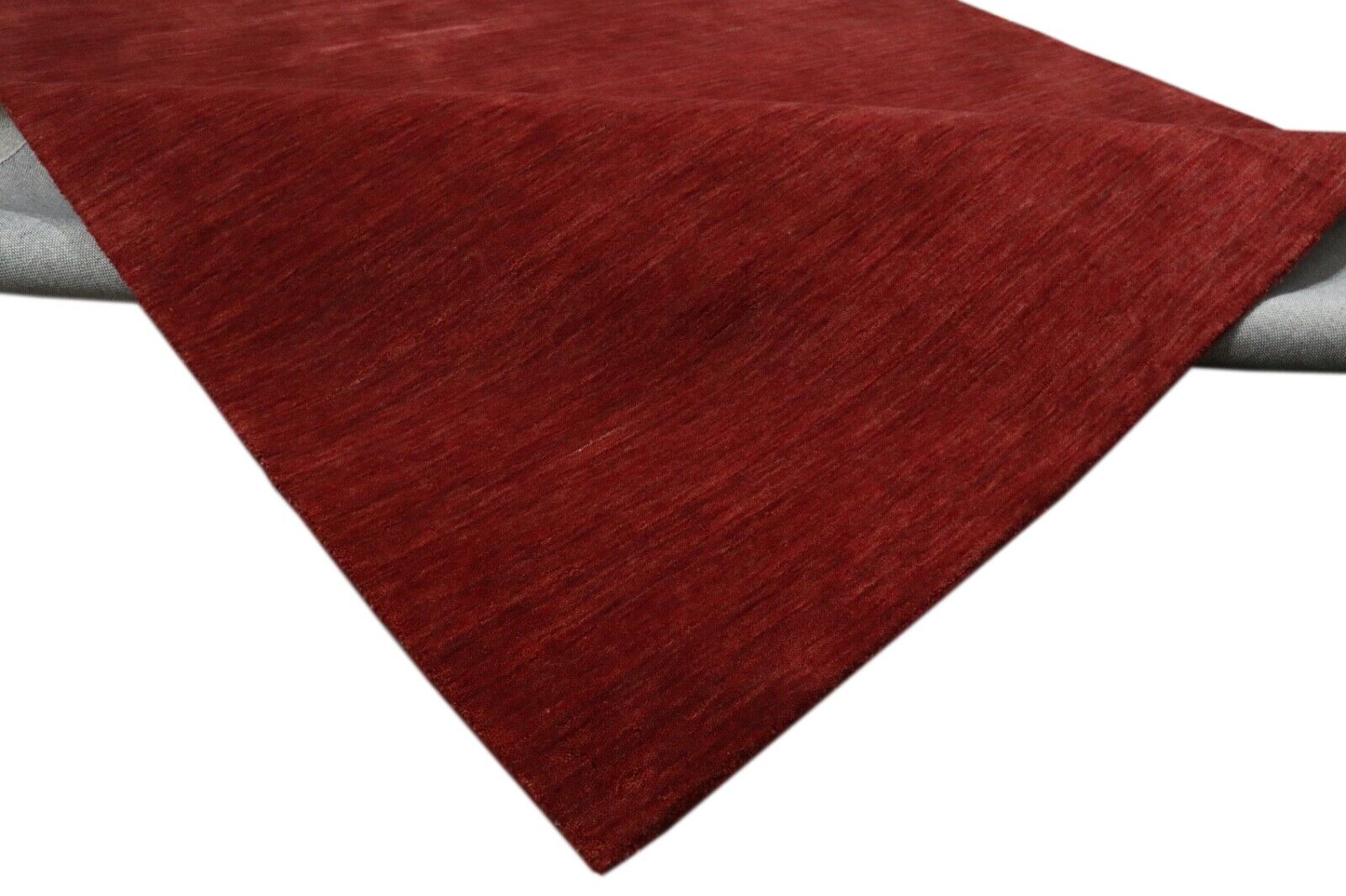 Einfarbig Rot Teppich 100% Wolle 200x250 cm Gabbeh Handgewebt T962