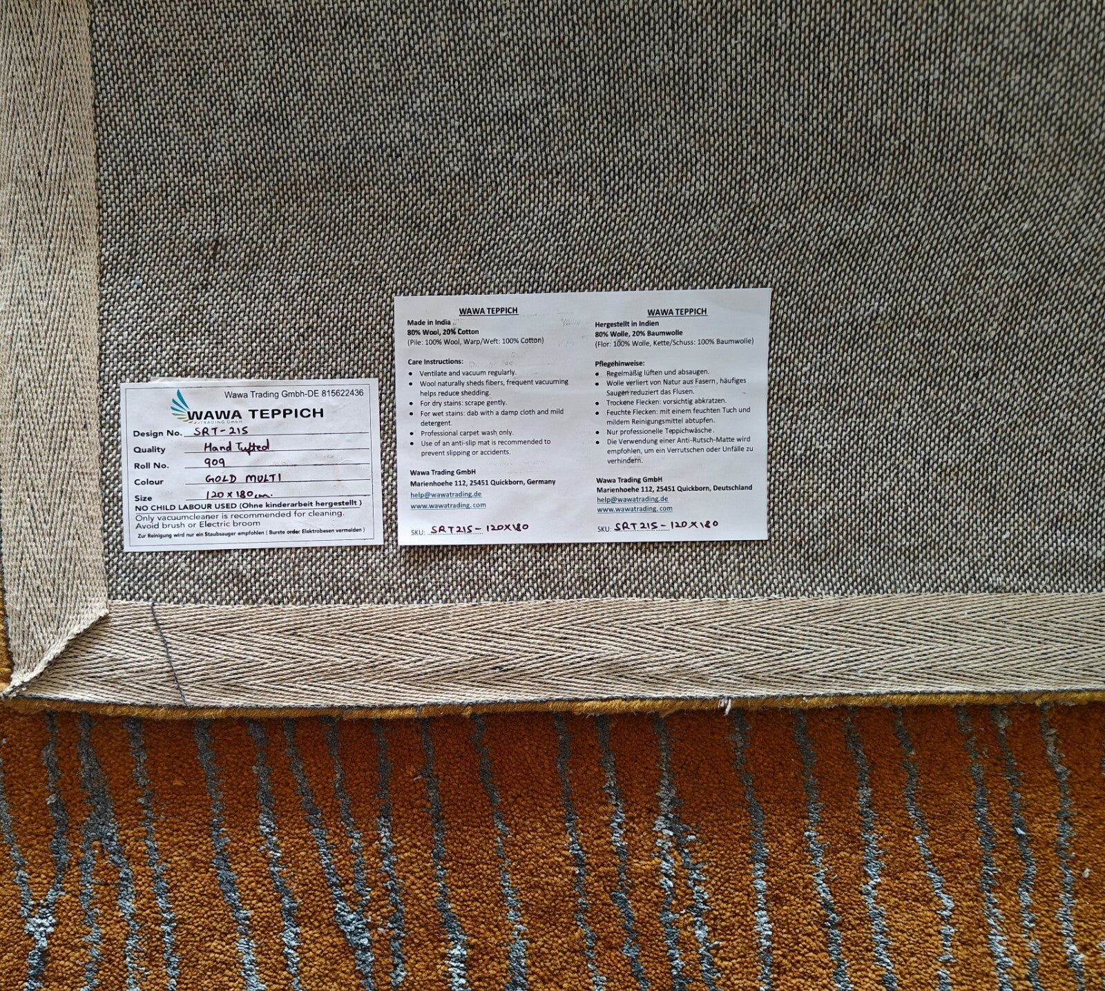 Handgetufteter Wolle Viskose teppich 120x180 Multi-Gold  Modern Wohnzimmer SH215