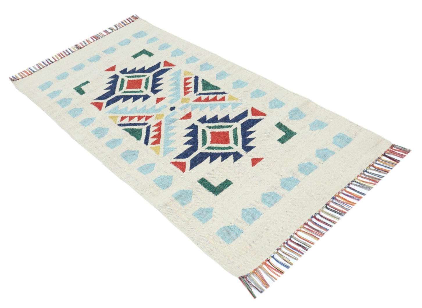 Kelim Teppich 100% Baumwolle flach gewebt mit Fransen Kilim Dhurrie 8 Designs CT
