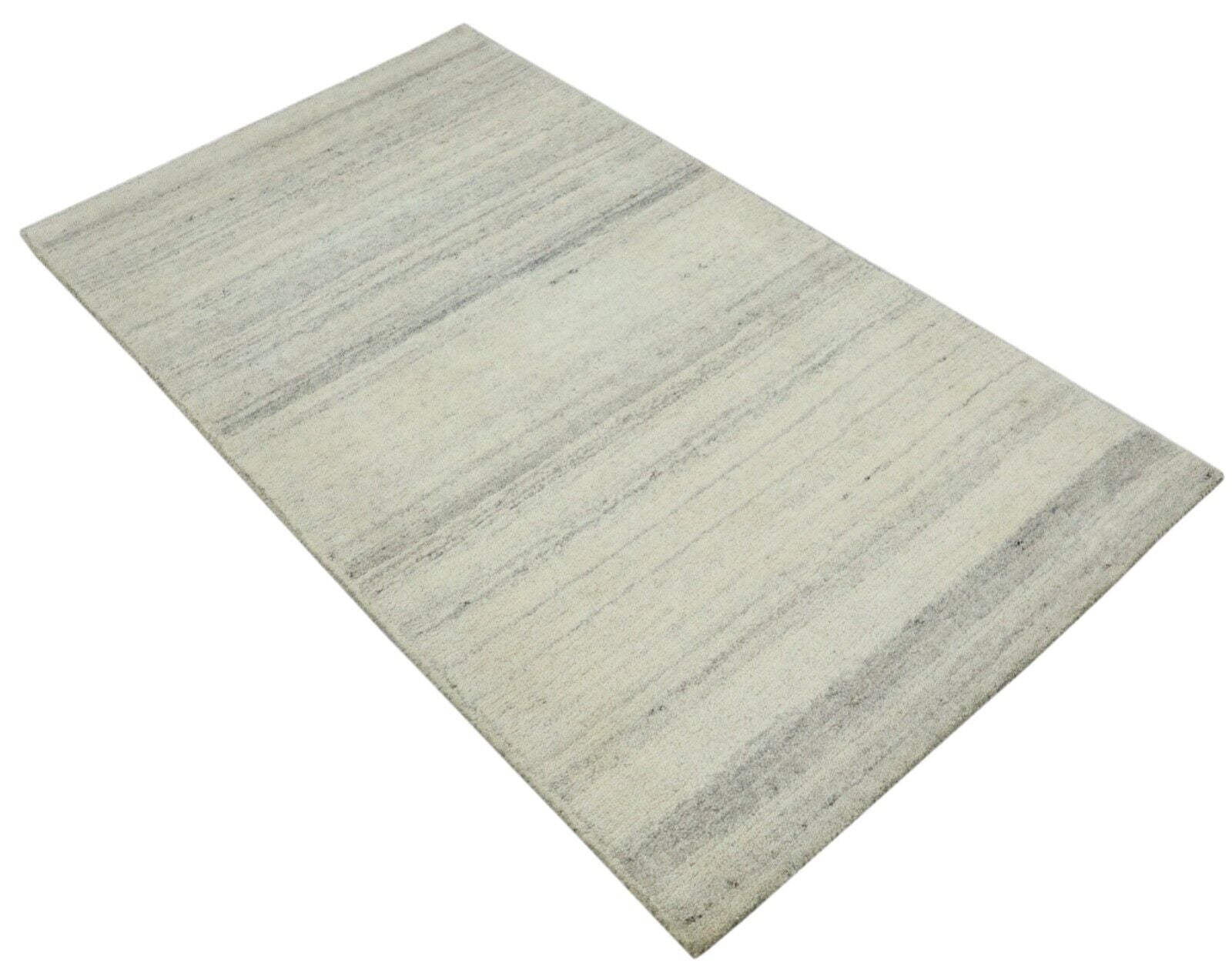 Beige Grau Orient Teppich 100% Wolle 90X150 cm Handarbeit Handgetuftet T959