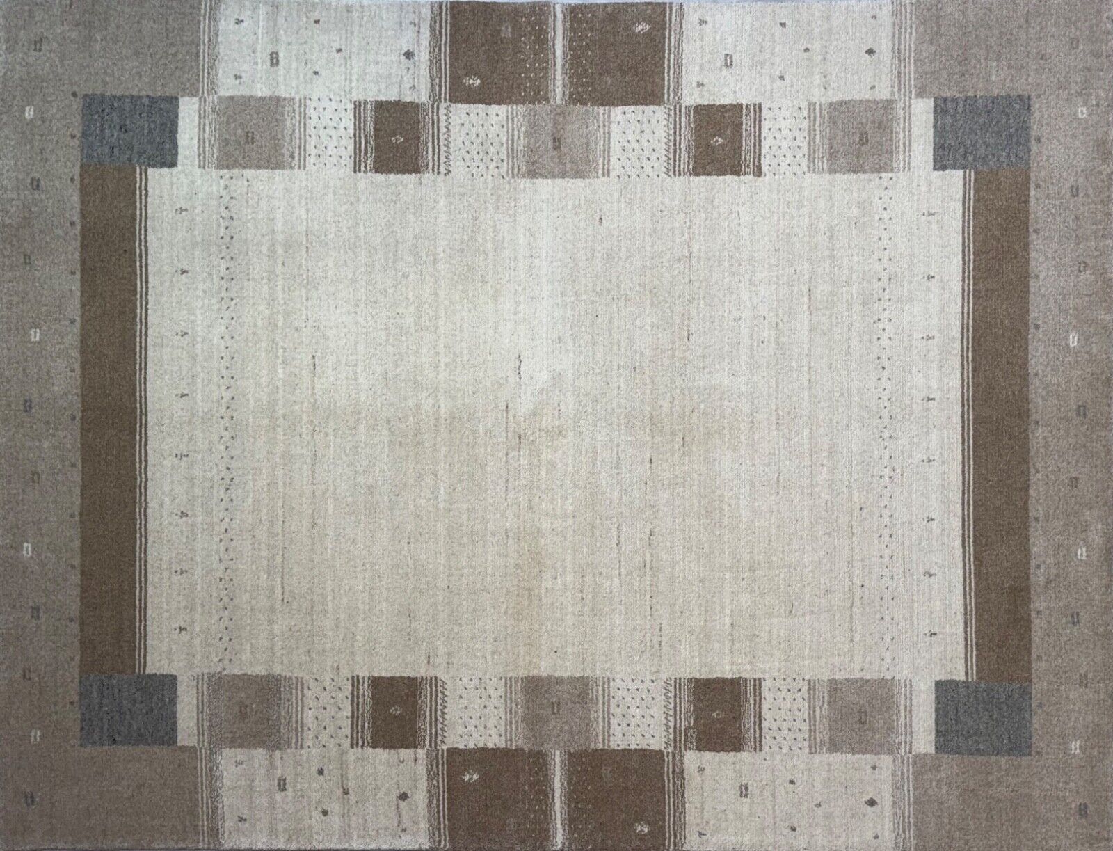 Beige Naturfarbe Gabbeh Teppich 100% Wolle Handgewebt Schurwolle 170x240 cm st35