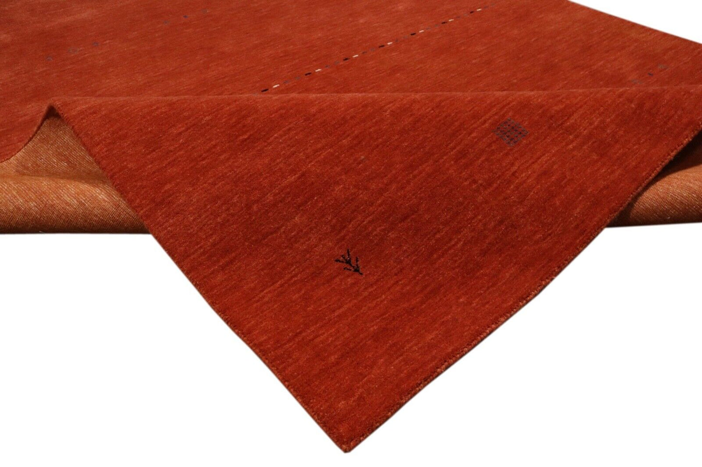 Terrakotta Teppich 100% Wolle 170x240 cm Handgewebt Gabbeh Orientteppich LR1049