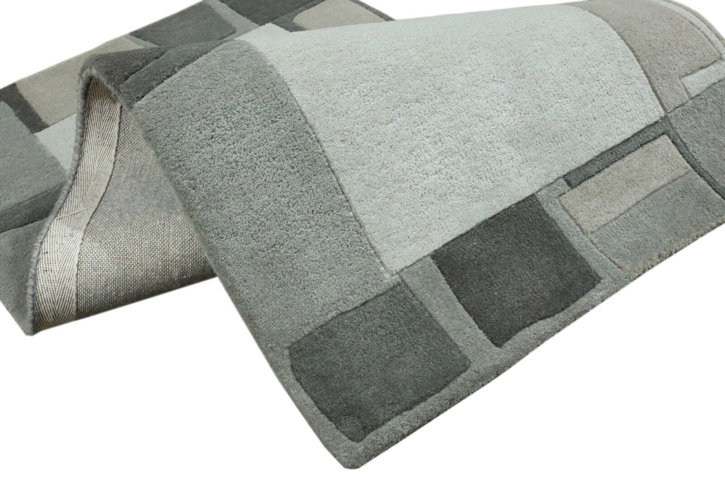 Gabbeh Teppich 100% Wolle 70X140 cm Handarbeit Grau Handgetuftet T1006